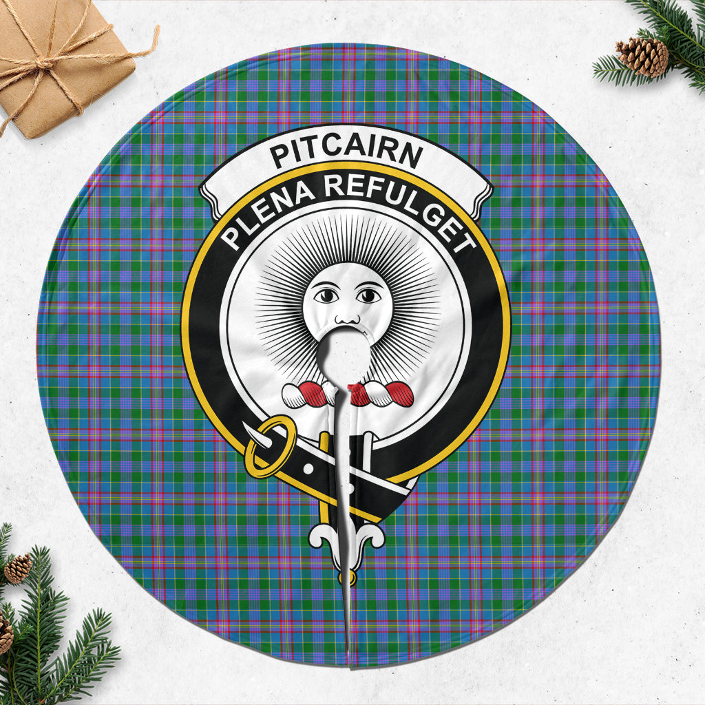 Pitcairn Tartan Christmas Tree Skirt with Family Crest 47*47 inch - Tartan Vibes Clothing