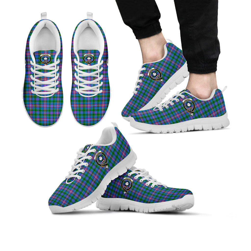 Pitcairn Tartan Sneakers with Family Crest Kid's Sneakers - Tartan Vibes Clothing