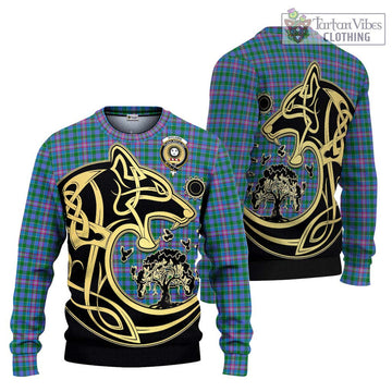Pitcairn Tartan Ugly Sweater with Family Crest Celtic Wolf Style Unisex - Tartan Vibes Clothing
