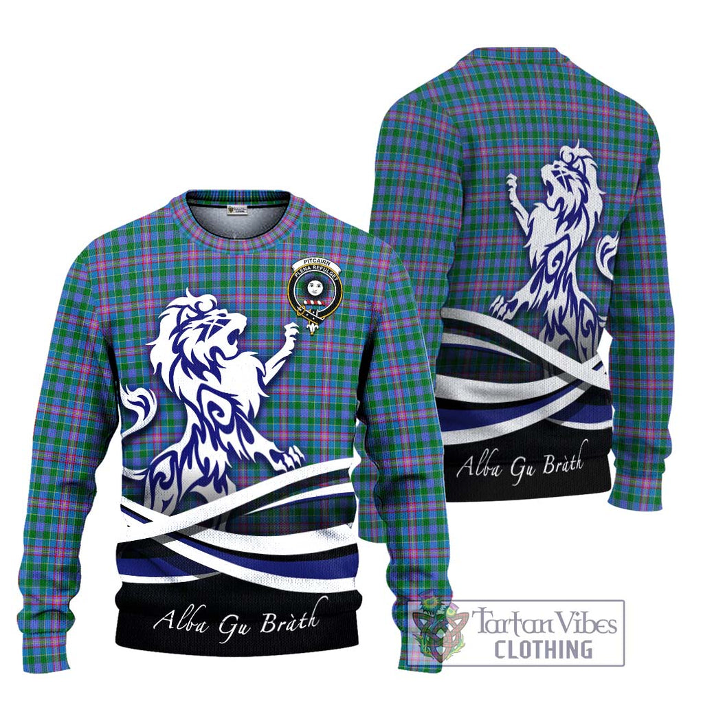 Pitcairn Tartan Ugly Sweater with Alba Gu Brath Regal Lion Emblem Unisex - Tartan Vibes Clothing