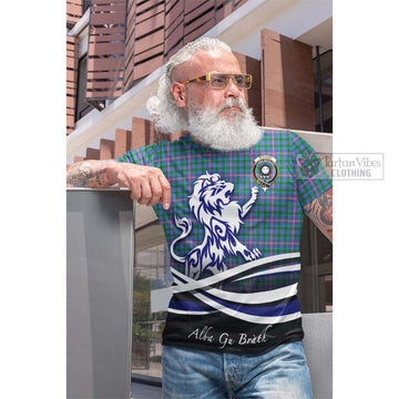 Pitcairn Tartan Cotton T-shirt with Alba Gu Brath Regal Lion Emblem Men's Shirt - Tartan Vibes Clothing