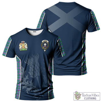 Pitcairn Hunting Tartan T-Shirt with Family Crest and Scottish Thistle Vibes Sport Style