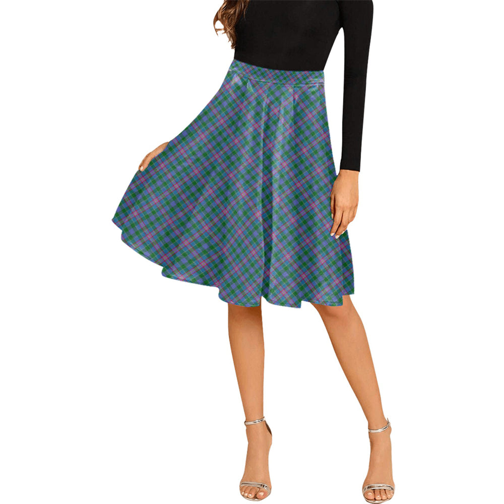 Pitcairn Tartan Melete Pleated Midi Skirt Cross Style Female - Tartan Vibes Clothing