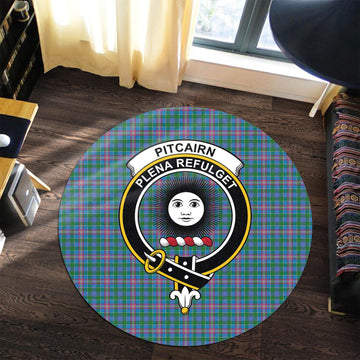 Pitcairn Tartan Round Rug with Family Crest Premium Round Rug - Tartan Vibes Clothing
