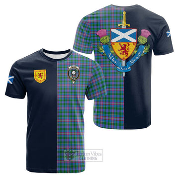 Tartan Vibes Clothing Pitcairn Hunting Tartan Cotton T-shirt with Scottish Lion Royal Arm Half Style
