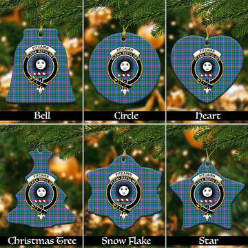 Pitcairn Hunting Tartan Christmas Ornaments with Family Crest
