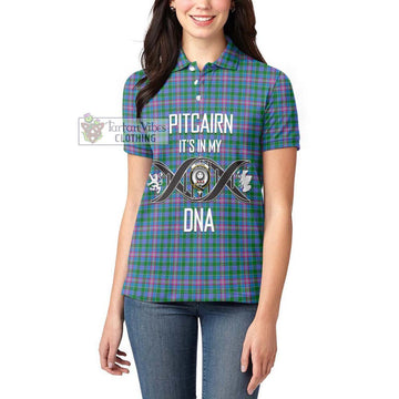 Pitcairn Tartan Women's Polo Shirt with Family Crest DNA In Me Style Women - Tartan Vibes Clothing
