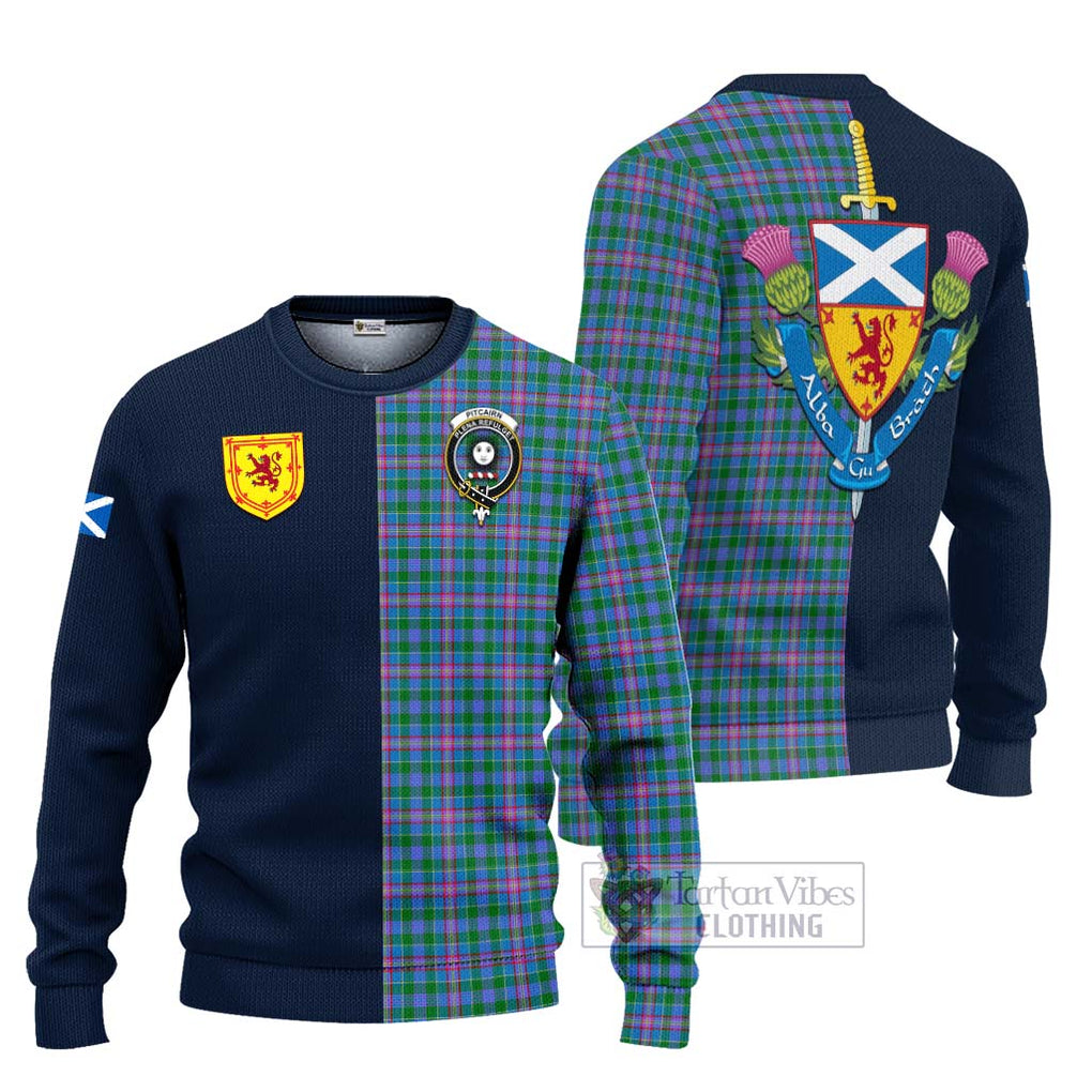 Pitcairn Tartan Ugly Sweater Alba with Scottish Lion Royal Arm Half Style Unisex - Tartan Vibes Clothing