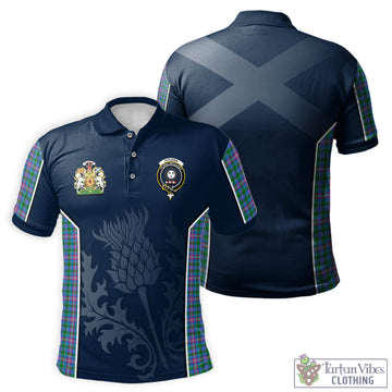 Pitcairn Hunting Tartan Men's Polo Shirt with Family Crest and Scottish Thistle Vibes Sport Style