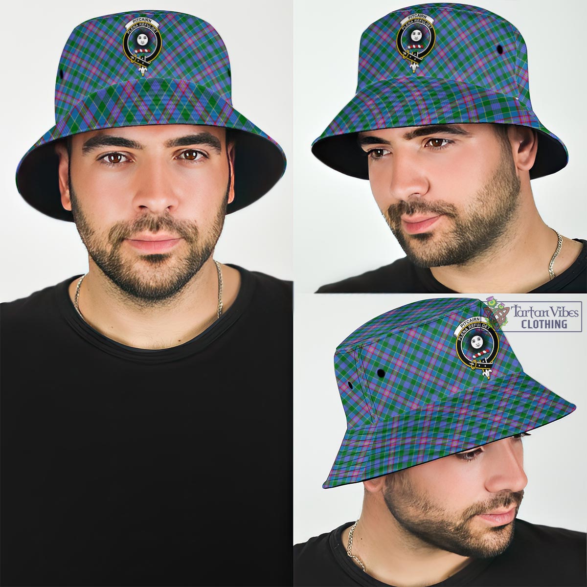Pitcairn Tartan Bucket Hat with Family Crest Bucket Hat One Size - Tartan Vibes Clothing