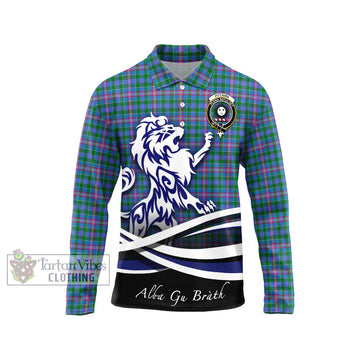Pitcairn Tartan Long Sleeve Polo Shirt with Alba Gu Brath Regal Lion Emblem Unisex - Tartan Vibes Clothing