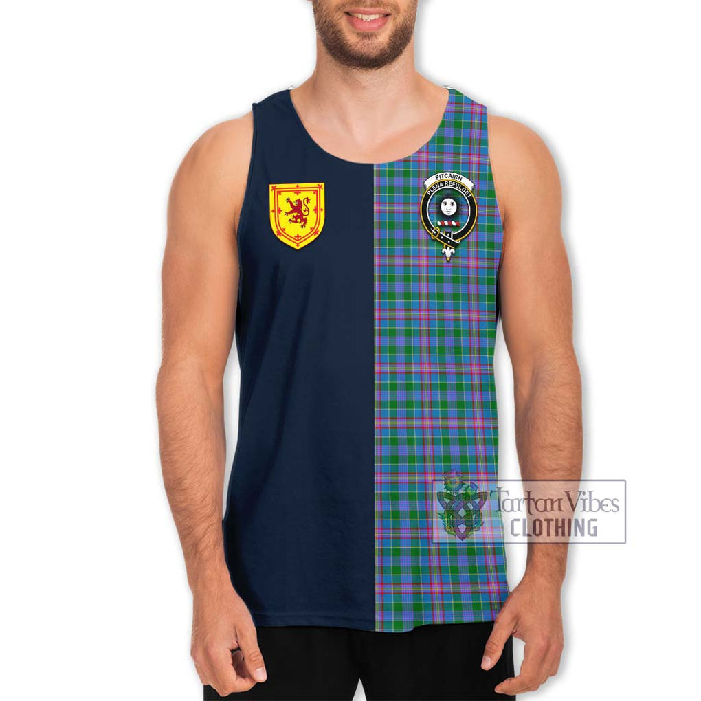 Pitcairn Tartan Men's Tank Top Alba with Scottish Lion Royal Arm Half Style Men - Tartan Vibes Clothing
