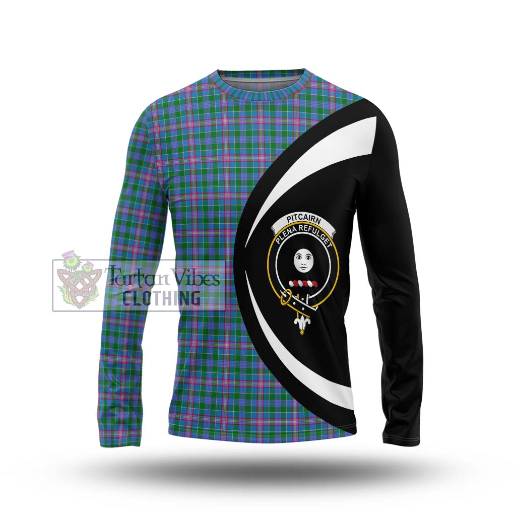 Pitcairn Tartan Long Sleeve T-Shirt with Family Crest Circle Style Unisex - Tartan Vibes Clothing
