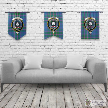 Pitcairn Tartan Gonfalon, Tartan Banner with Family Crest Rectangle - Tartan Vibes Clothing