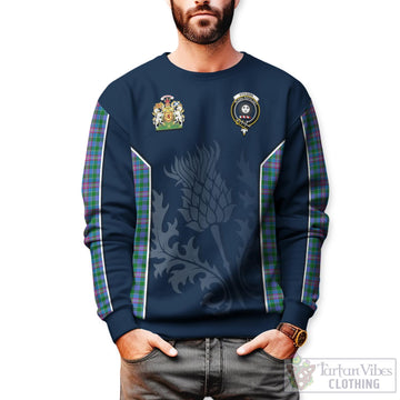 Pitcairn Hunting Tartan Sweatshirt with Family Crest and Scottish Thistle Vibes Sport Style