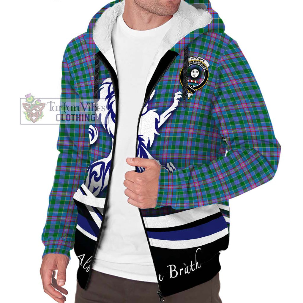 Pitcairn Tartan Sherpa Hoodie with Alba Gu Brath Regal Lion Emblem Unisex S - Tartan Vibes Clothing
