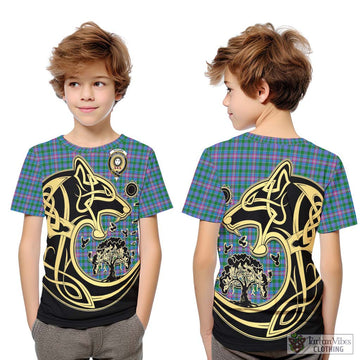 Pitcairn Tartan Kid T-Shirt with Family Crest Celtic Wolf Style Youth XL Size14 - Tartan Vibes Clothing