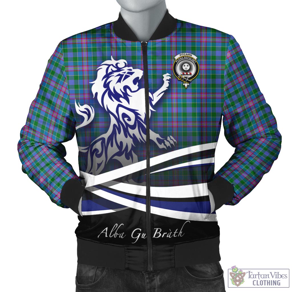 Pitcairn Tartan Bomber Jacket with Alba Gu Brath Regal Lion Emblem Unisex - Tartan Vibes Clothing