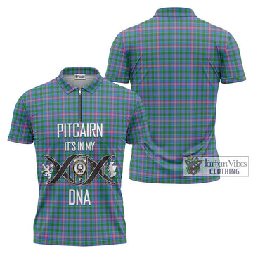 Pitcairn Tartan Zipper Polo Shirt with Family Crest DNA In Me Style Unisex - Tartan Vibes Clothing