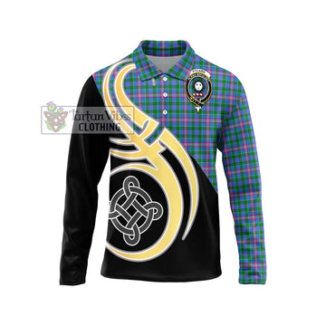Pitcairn Tartan Long Sleeve Polo Shirt with Family Crest and Celtic Symbol Style Unisex - Tartan Vibes Clothing