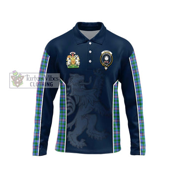 Pitcairn Tartan Long Sleeve Polo Shirt with Family Crest and Lion Rampant Vibes Sport Style Unisex - Tartan Vibes Clothing