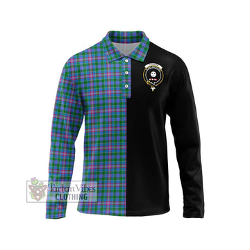 Pitcairn Tartan Long Sleeve Polo Shirt with Family Crest and Half Of Me Style Unisex - Tartan Vibes Clothing