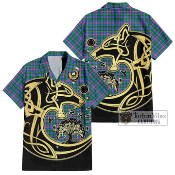 Pitcairn Tartan Hawaiian Shirt with Family Crest Celtic Wolf Style Kid - Tartan Vibes Clothing