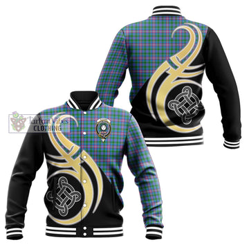 Pitcairn Tartan Baseball Jacket with Family Crest and Celtic Symbol Style Unisex - Tartan Vibes Clothing