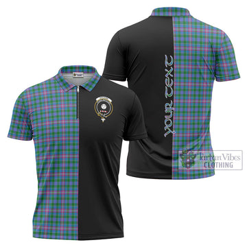 Pitcairn Tartan Zipper Polo Shirt with Family Crest and Half Of Me Style Unisex - Tartan Vibes Clothing