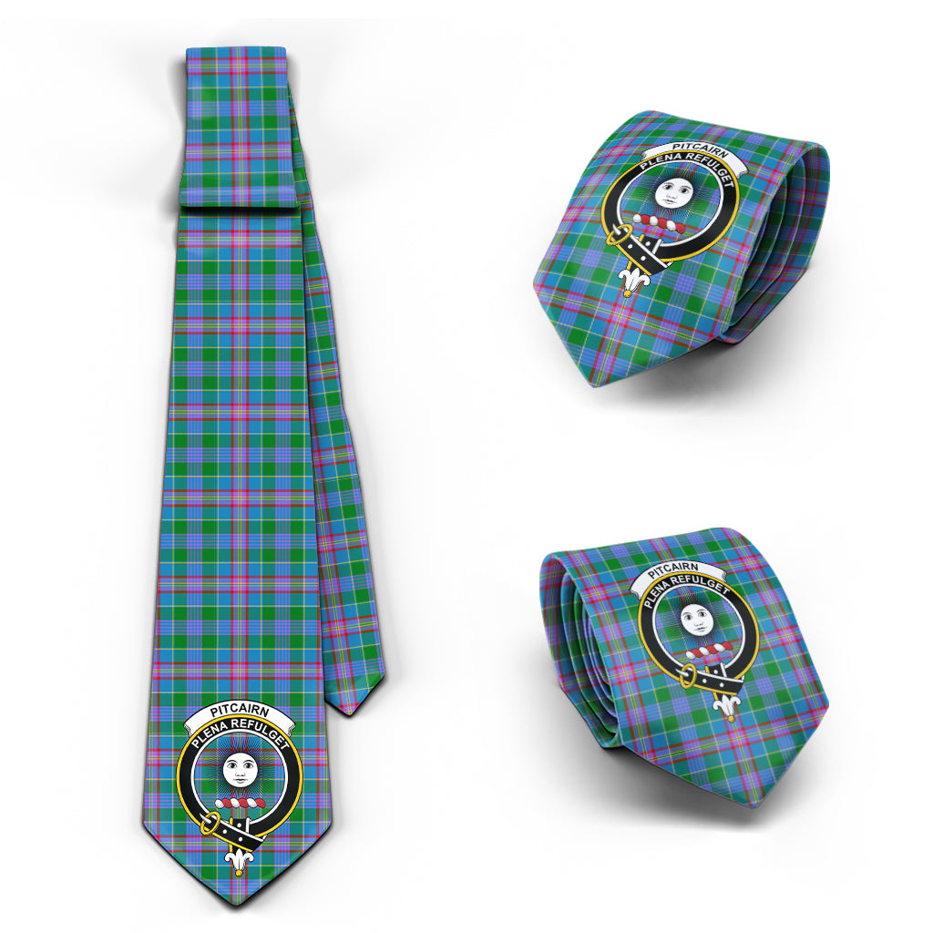 Pitcairn Tartan Classic Necktie with Family Crest Necktie One Size - Tartan Vibes Clothing