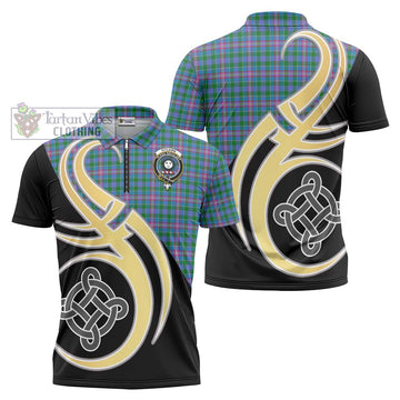 Pitcairn Tartan Zipper Polo Shirt with Family Crest and Celtic Symbol Style Unisex - Tartan Vibes Clothing