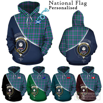 Pitcairn Tartan Hoodie with Personalised National Flag and Family Crest Half Style Zip Hoodie - Tartan Vibes Clothing