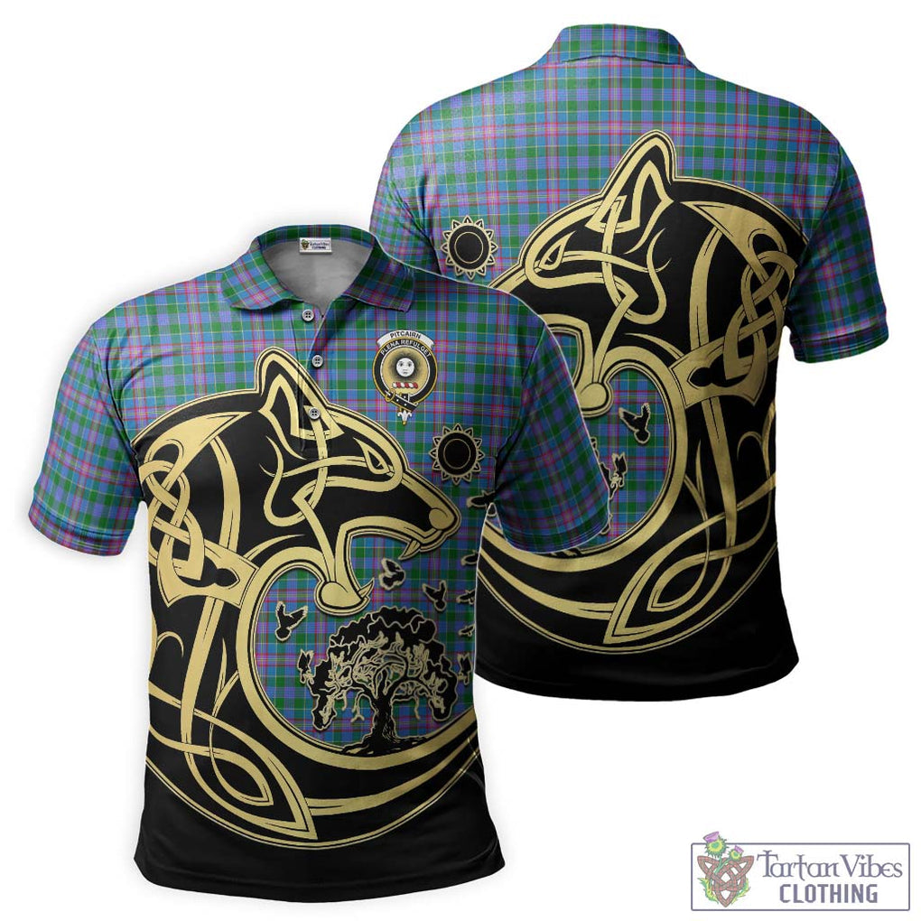 Pitcairn Tartan Polo Shirt with Family Crest Celtic Wolf Style Kid - Tartan Vibes Clothing