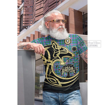Pitcairn Tartan Cotton T-shirt with Family Crest Celtic Wolf Style Men's Shirt - Tartan Vibes Clothing