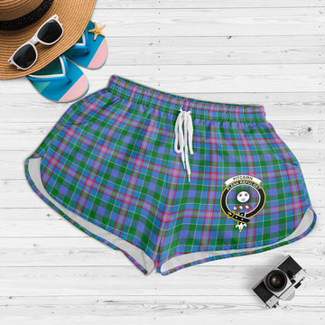 Pitcairn Hunting Tartan Womens Shorts with Family Crest