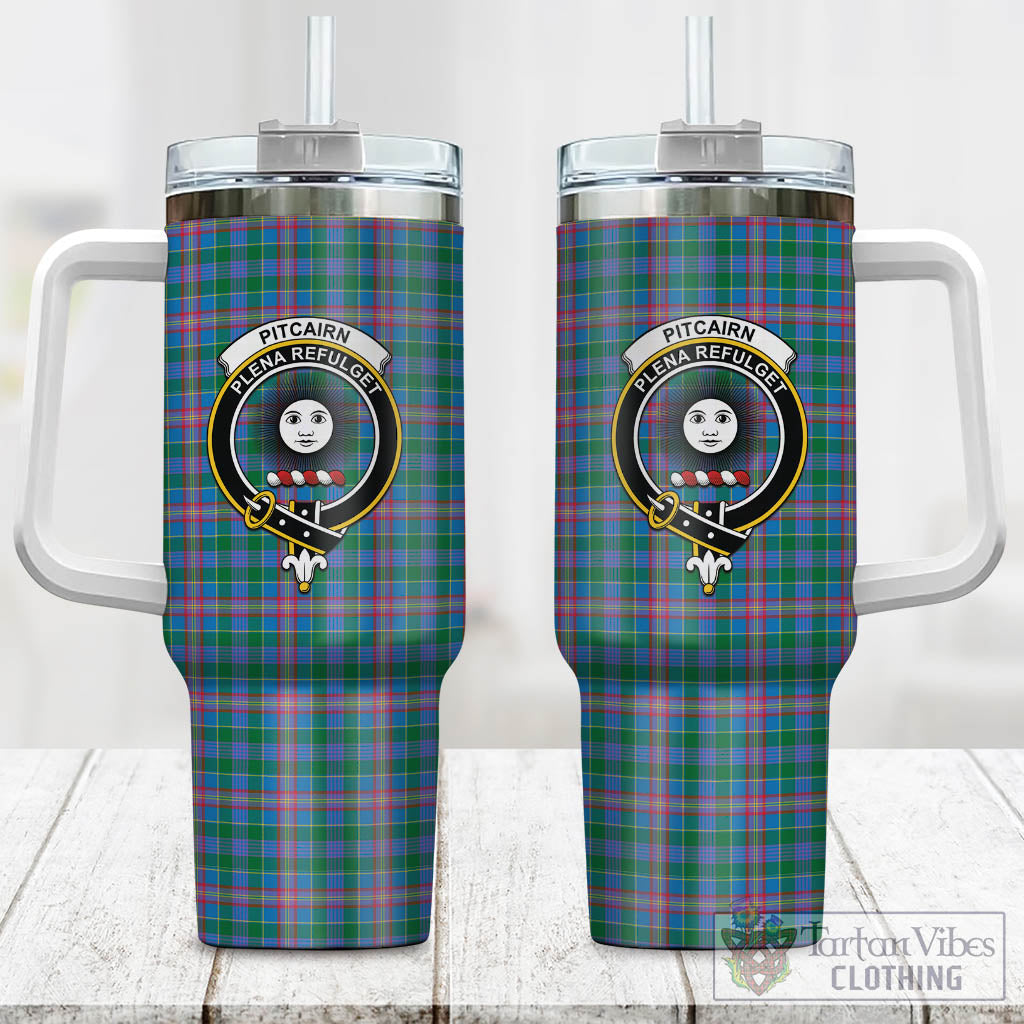 Pitcairn Tartan Tumbler with Handle with Family Crest One Size 40 OZ - Tartan Vibes Clothing