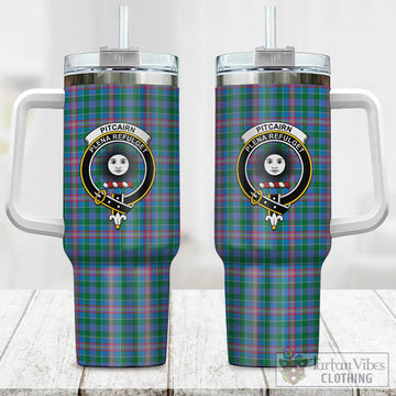 Pitcairn Tartan Tumbler with Handle with Family Crest One Size 40 OZ - Tartan Vibes Clothing