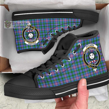 Pitcairn Tartan High Top Shoes with Family Crest - Tartan Vibes Clothing