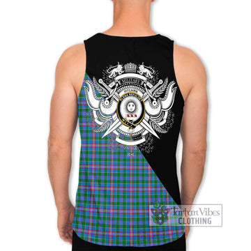 Pitcairn Tartan Men's Tank Top with Family Crest and Military Logo Style - Tartan Vibes Clothing