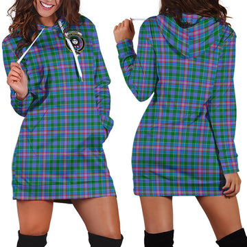 Pitcairn Tartan Hoodie Dress with Family Crest - Tartan Vibes Clothing