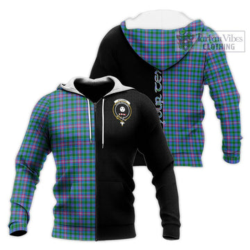 Pitcairn Tartan Knitted Hoodie with Family Crest and Half Of Me Style Unisex Knitted Zip Hoodie - Tartan Vibes Clothing