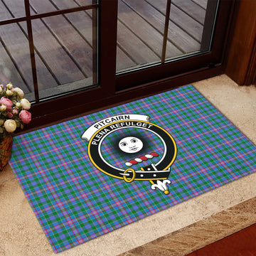 Pitcairn Tartan Rubber Doormat with Family Crest