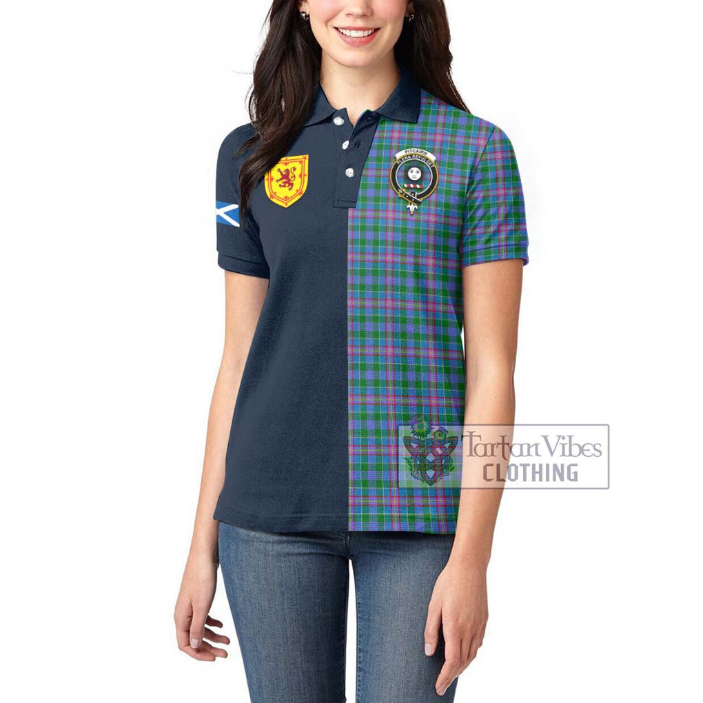 Pitcairn Tartan Women's Polo Shirt Alba with Scottish Lion Royal Arm Half Style - Tartan Vibes Clothing