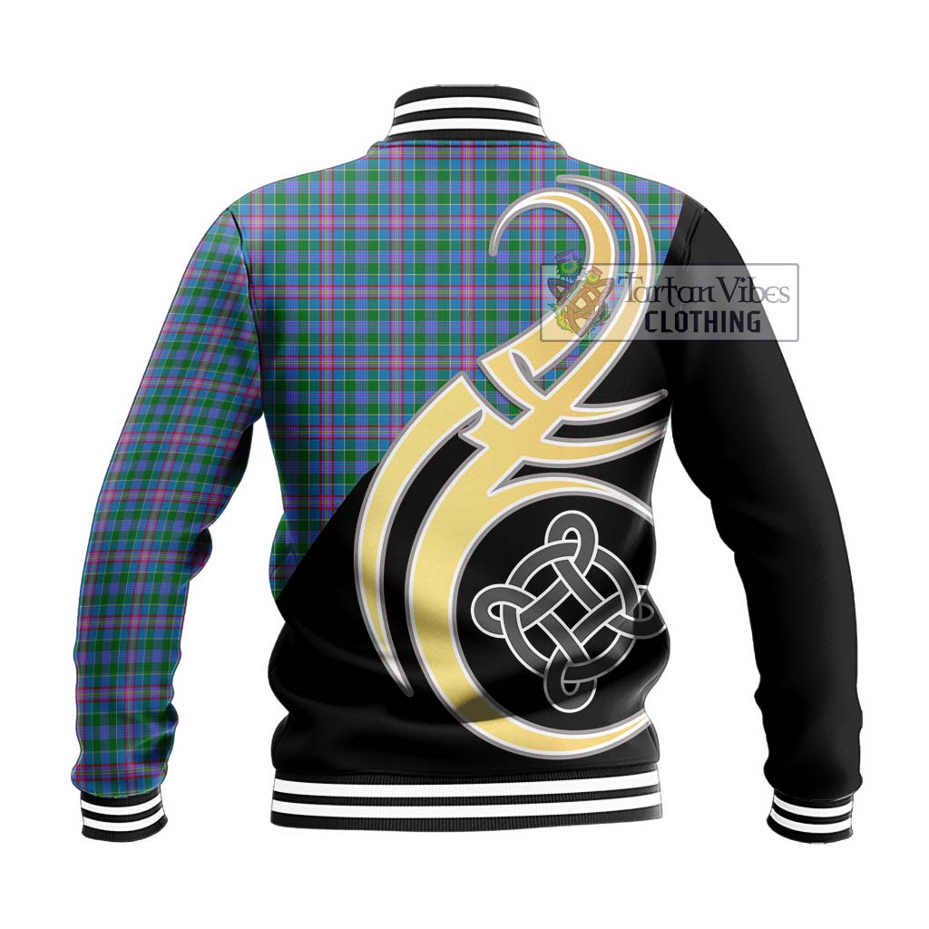 Pitcairn Tartan Baseball Jacket with Family Crest and Celtic Symbol Style - Tartan Vibes Clothing