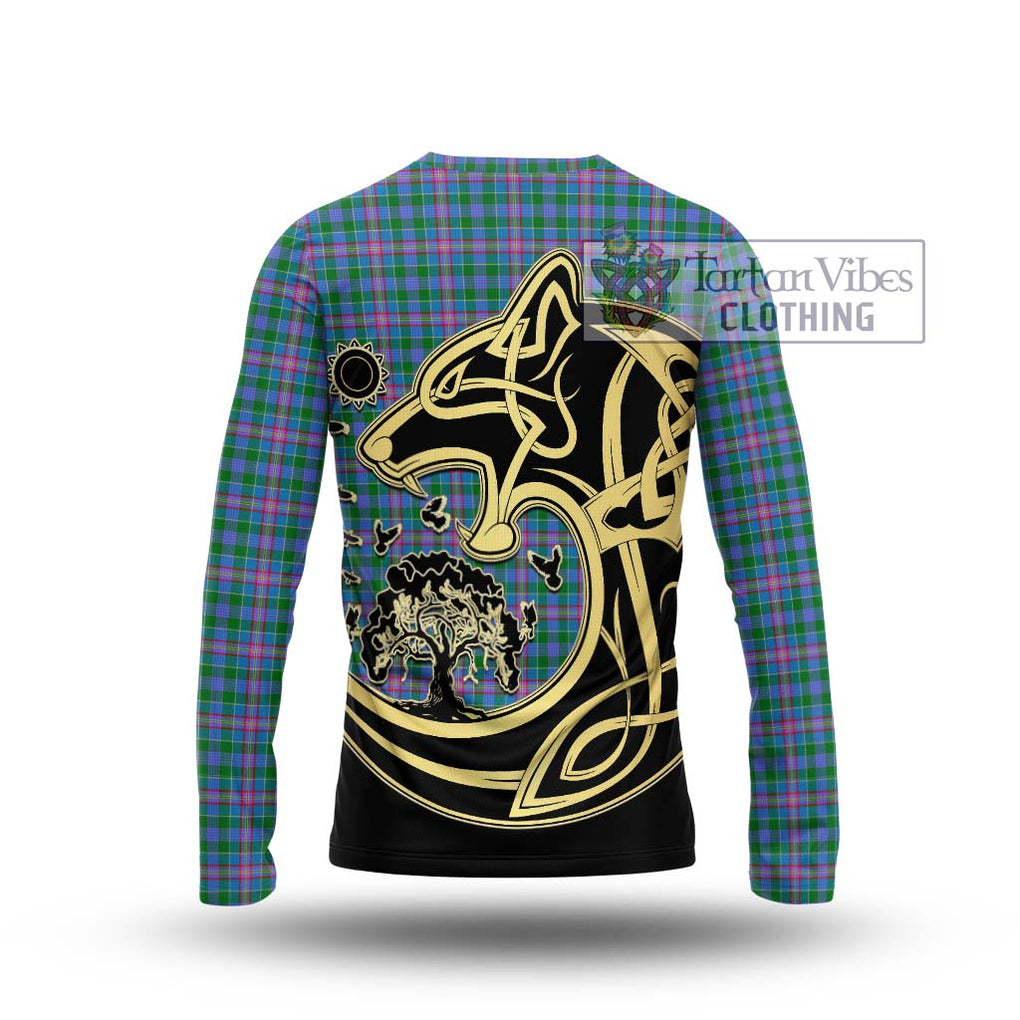 Pitcairn Tartan Long Sleeve T-Shirt with Family Crest Celtic Wolf Style - Tartan Vibes Clothing