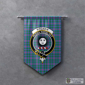 Pitcairn Tartan Gonfalon, Tartan Banner with Family Crest - Tartan Vibes Clothing