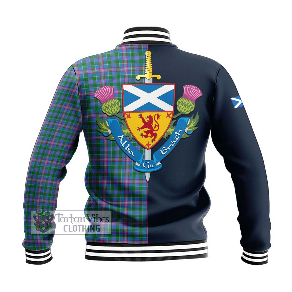 Pitcairn Tartan Baseball Jacket Alba with Scottish Lion Royal Arm Half Style - Tartan Vibes Clothing