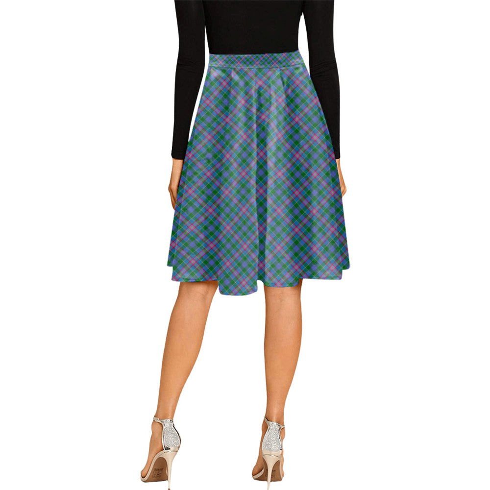 Pitcairn Tartan Melete Pleated Midi Skirt Cross Style - Tartan Vibes Clothing