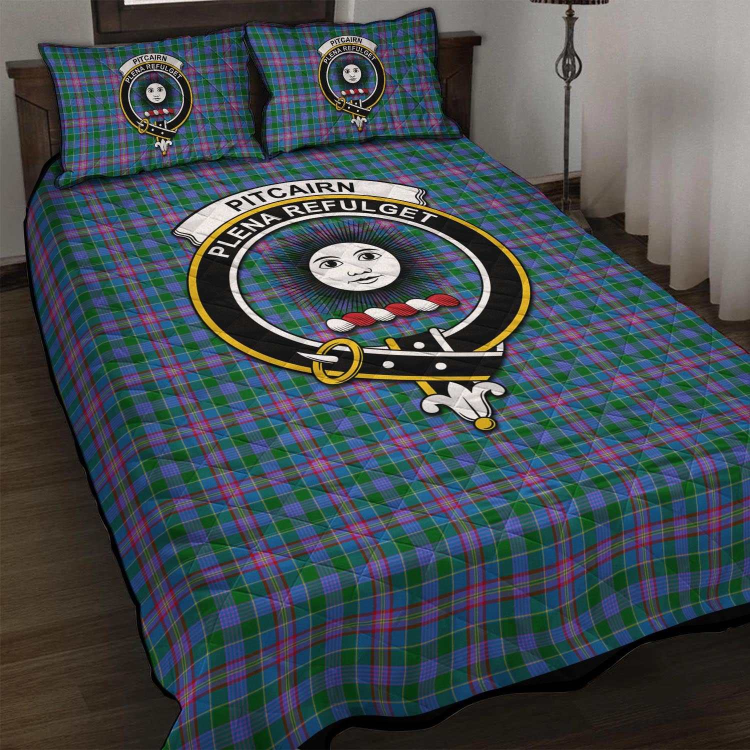 Pitcairn Tartan Quilt Bed Set with Family Crest - Tartan Vibes Clothing