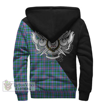Pitcairn Tartan Sherpa Hoodie with Family Crest and Military Logo Style - Tartan Vibes Clothing
